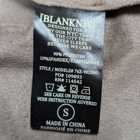 Blank NYC Faux Suede Moto Jacket Small Drape Front Biker Taupe Asymmetrical Zip - Picture 3 of 6